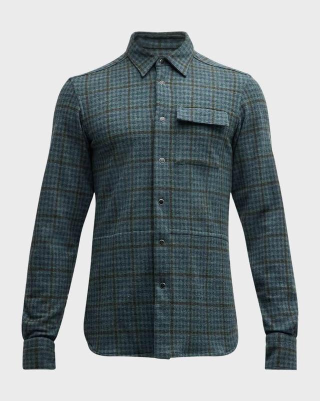 Mens Check Casual Button-Down Shirt Product Image