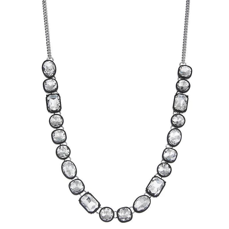 Simply Vera Vera Wang Jet Tone Stone Collar Necklace, Womens, Silver Tone Product Image