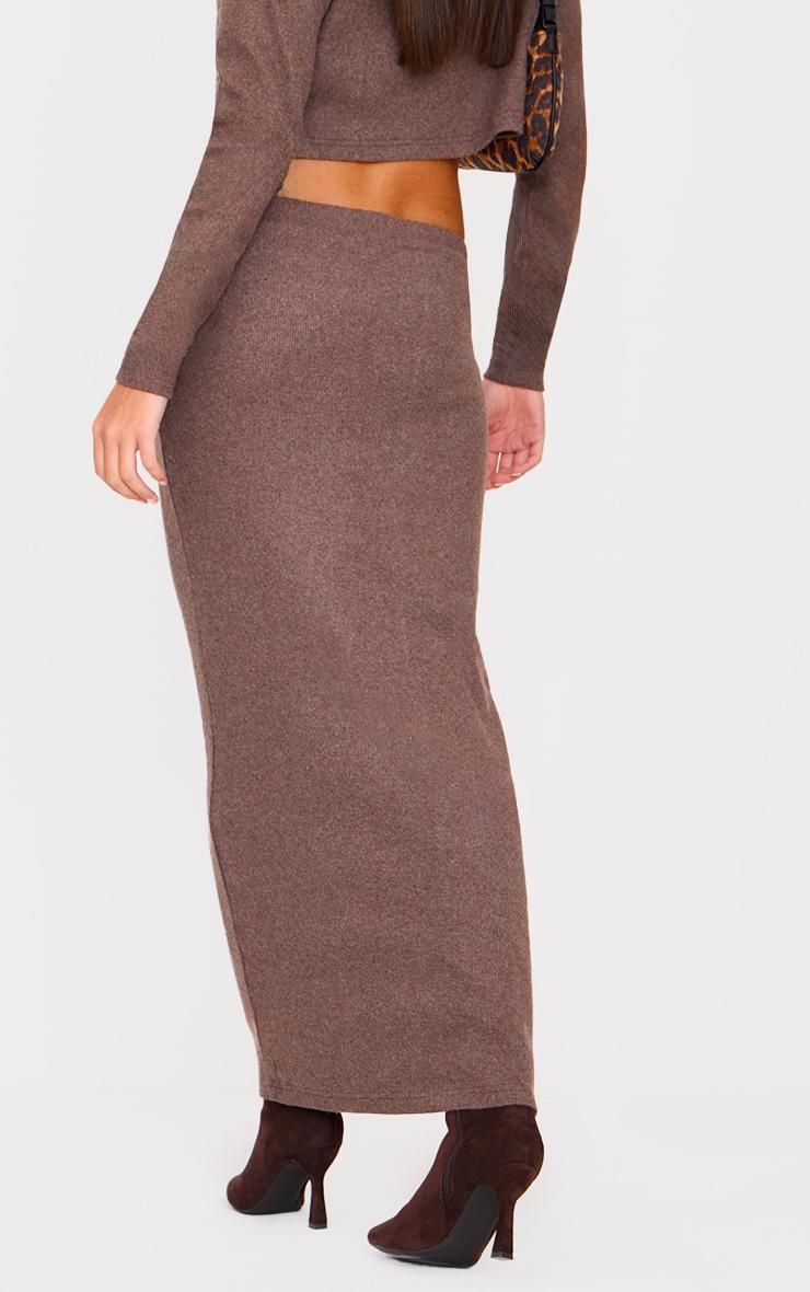 Chocolate Brushed Rib Maxi Skirt Product Image