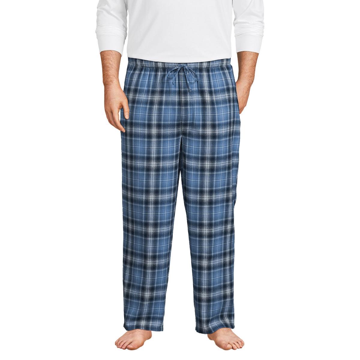 Big & Tall Lands End Flannel Top & Bottoms Pajama Set, Mens Red Shadow Product Image