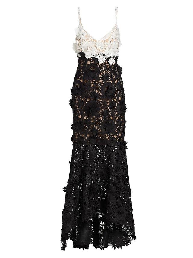 Womens 3D Guipure Lace V-Neck Gown Product Image