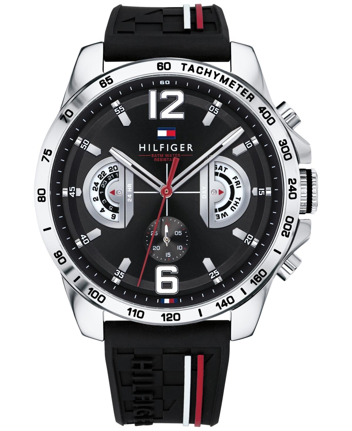 Tommy Hilfiger Mens Black Silicone Strap Watch 46mm - Black Product Image