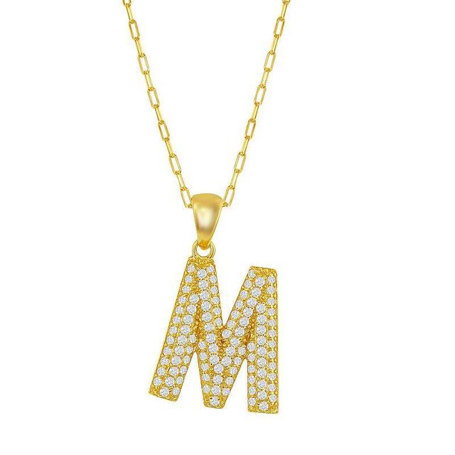 Sterling Silver Cubic Zirconia Block Initial Necklace, Womens F Product Image