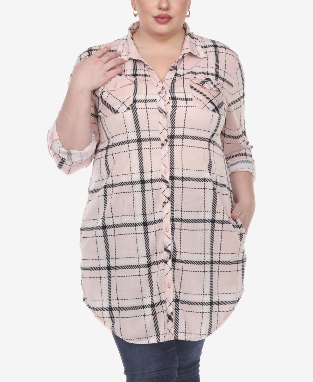 White Mark Plus Size Plaid Tunic Top Product Image