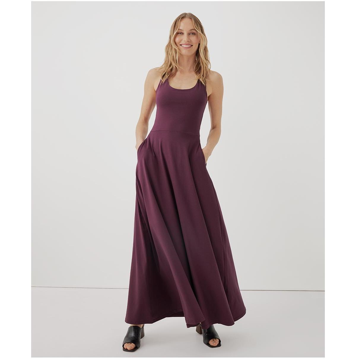 Pact Womens Fit & Flare Open Back Maxi Dress Product Image