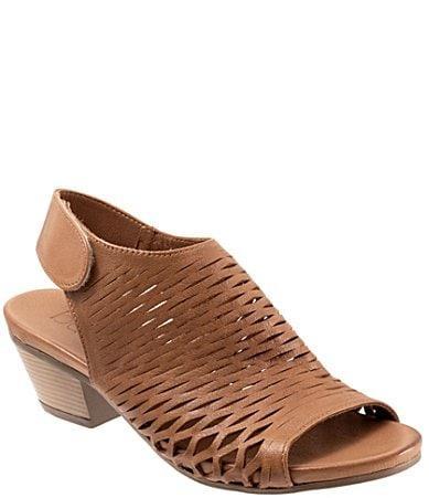 Bueno Lacey Accordion Perforated Leather Block Heel Slingback Sandals Product Image