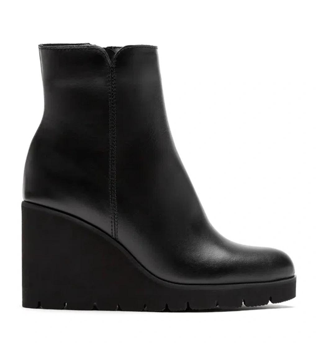 LA CANADIENNE Go Leather Wedge Ankle Booties In Black Product Image