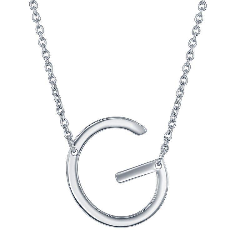 Sterling Silver Sideways Initial Necklace, Womens Sterling J Product Image