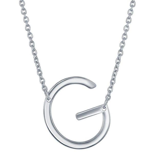 Sterling Silver Sideways Initial Necklace, Womens Sterling J Product Image