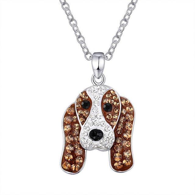 Crystal Collective Silver-Plated Crystal Basset Hound Dog Pendant Necklace, Womens Silver Tone Brown Product Image