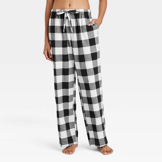 Women's Buffalo Check Flannel Pajama Pants - Auden™ Black/White S Product Image