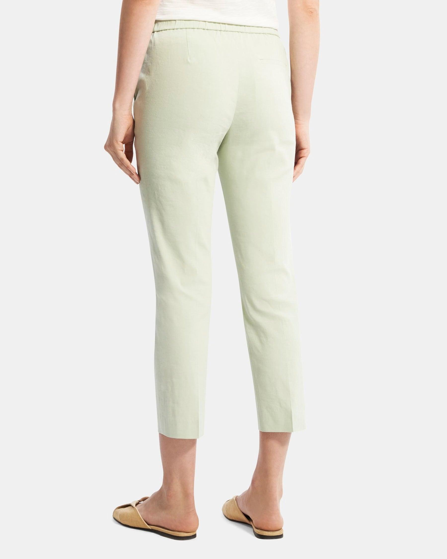 Slim Cropped Pull-On Pant in Stretch Linen Product Image