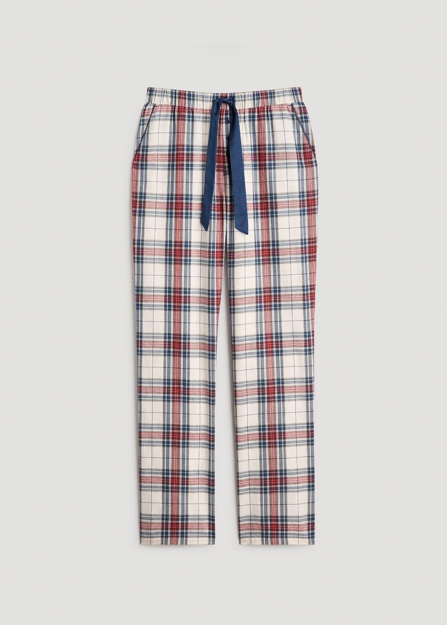 Open-Bottom Flannel Women's Tall Pajama Pants in Mixed Tartan Product Image