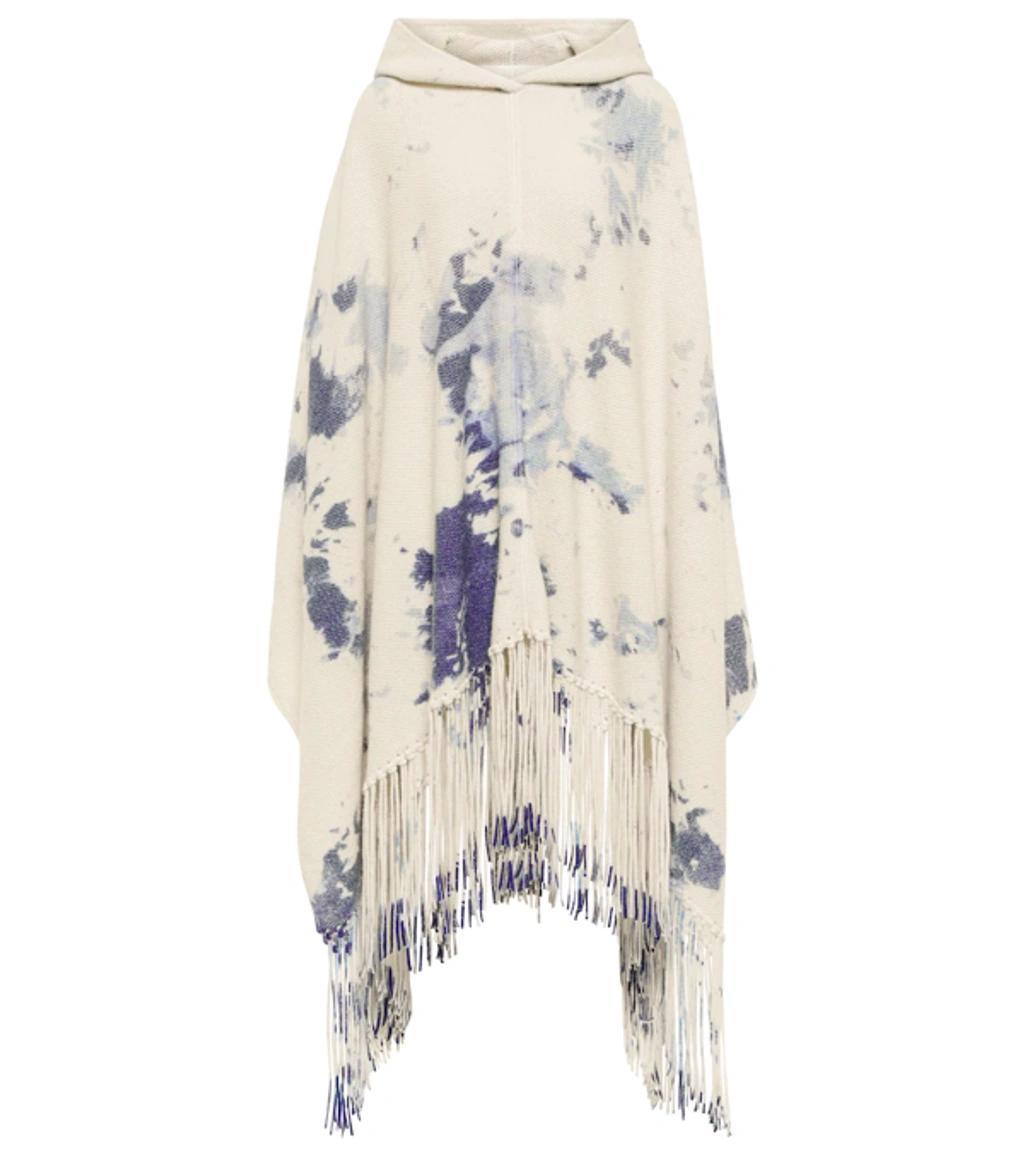 Tie-dye Cashmere Hooded Poncho In Multicoloured Product Image