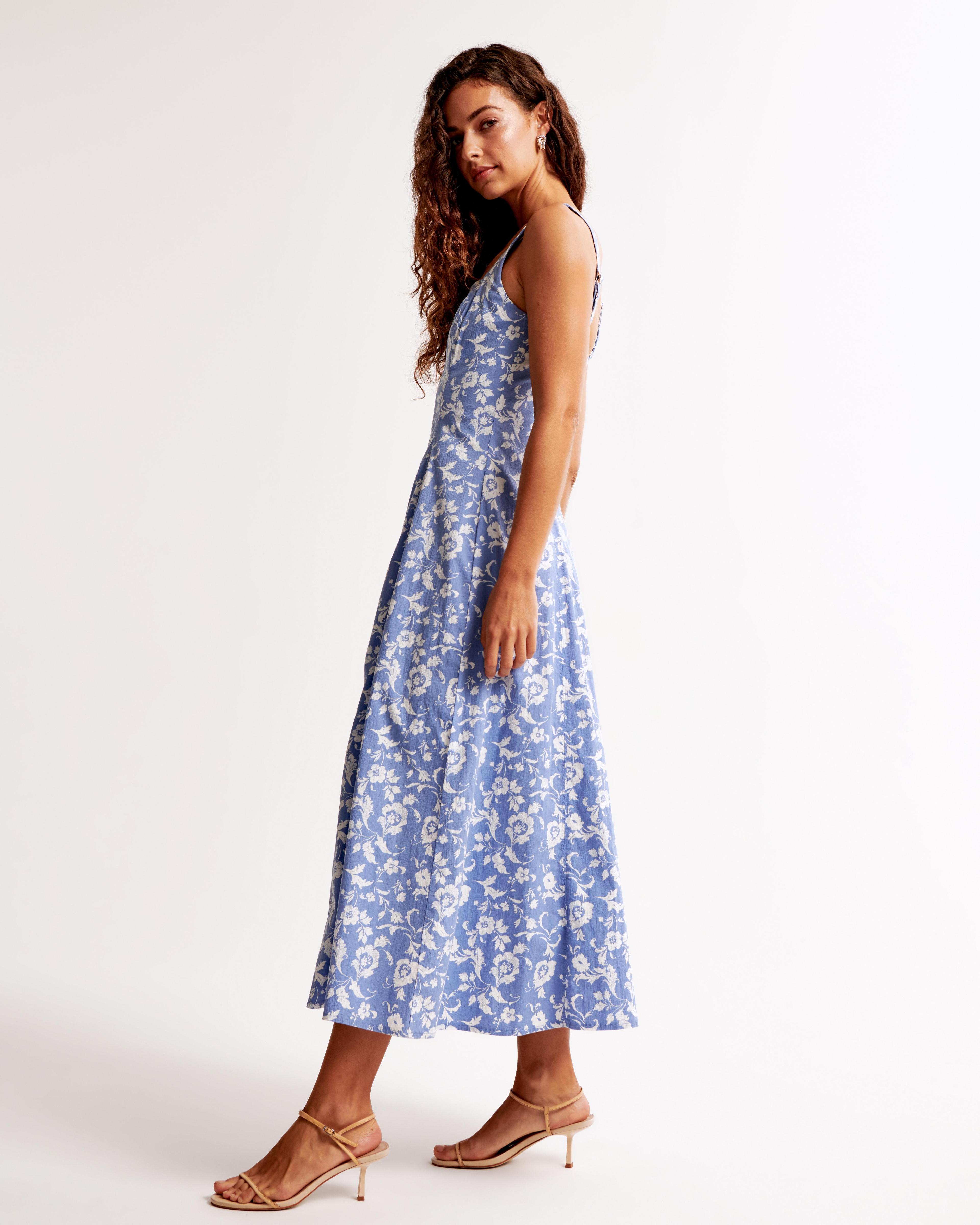 The A&F Mila Fit & Flare Stretch Midi Dress Product Image