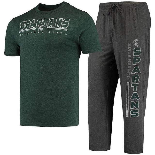 Mens Concepts Sport Heathered Charcoal/Green Michigan State Spartans Meter T-Shirt & Pants Sleep Set Product Image