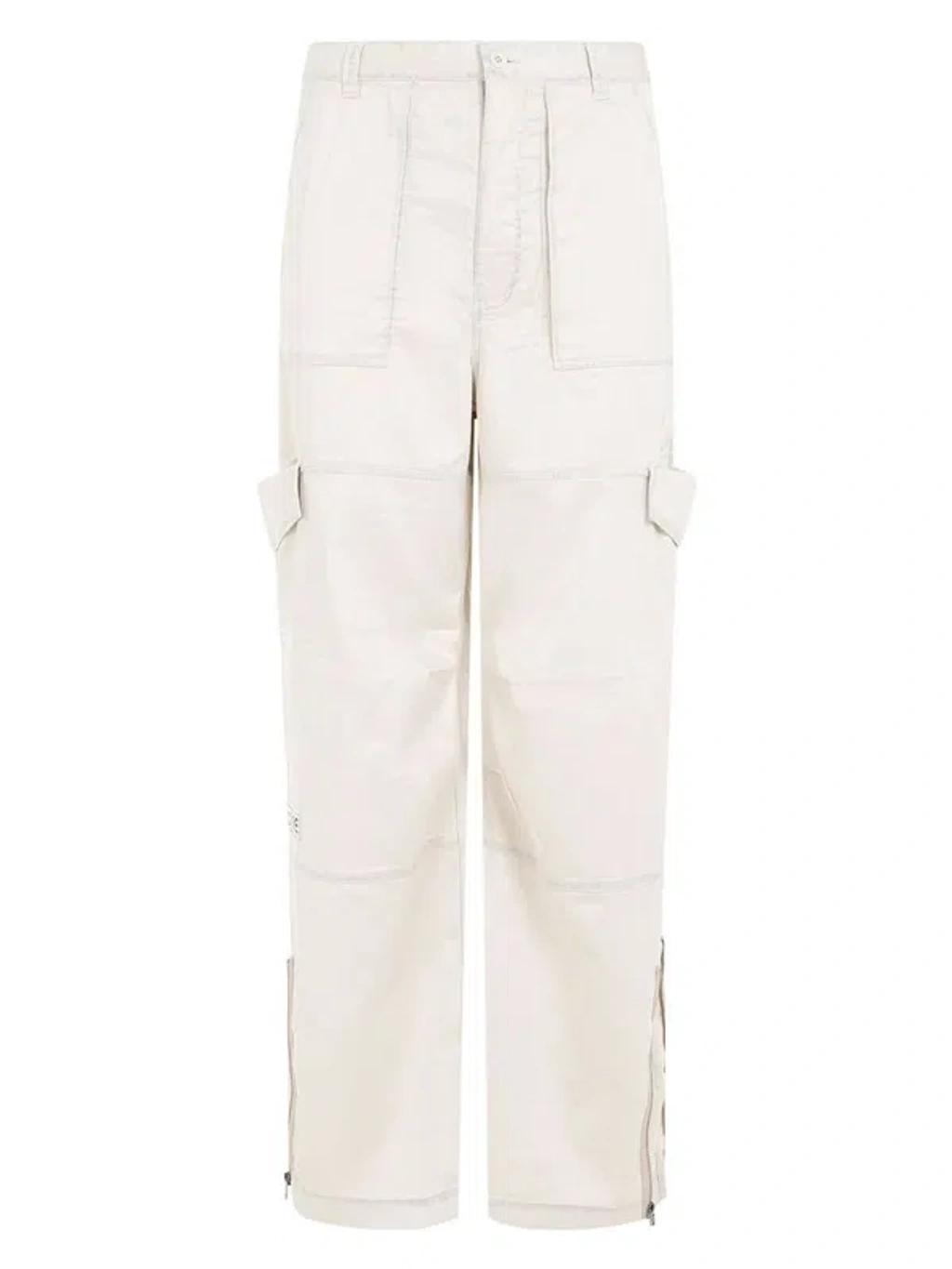 Wide-leg Cargo Trousers In Beige Product Image