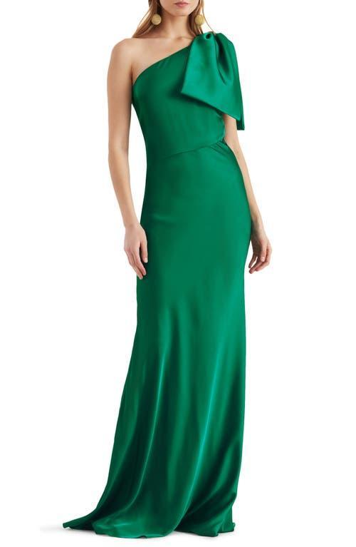 Sachin & Babi Aubrey One-Shoulder Satin Charmeuse Gown Product Image