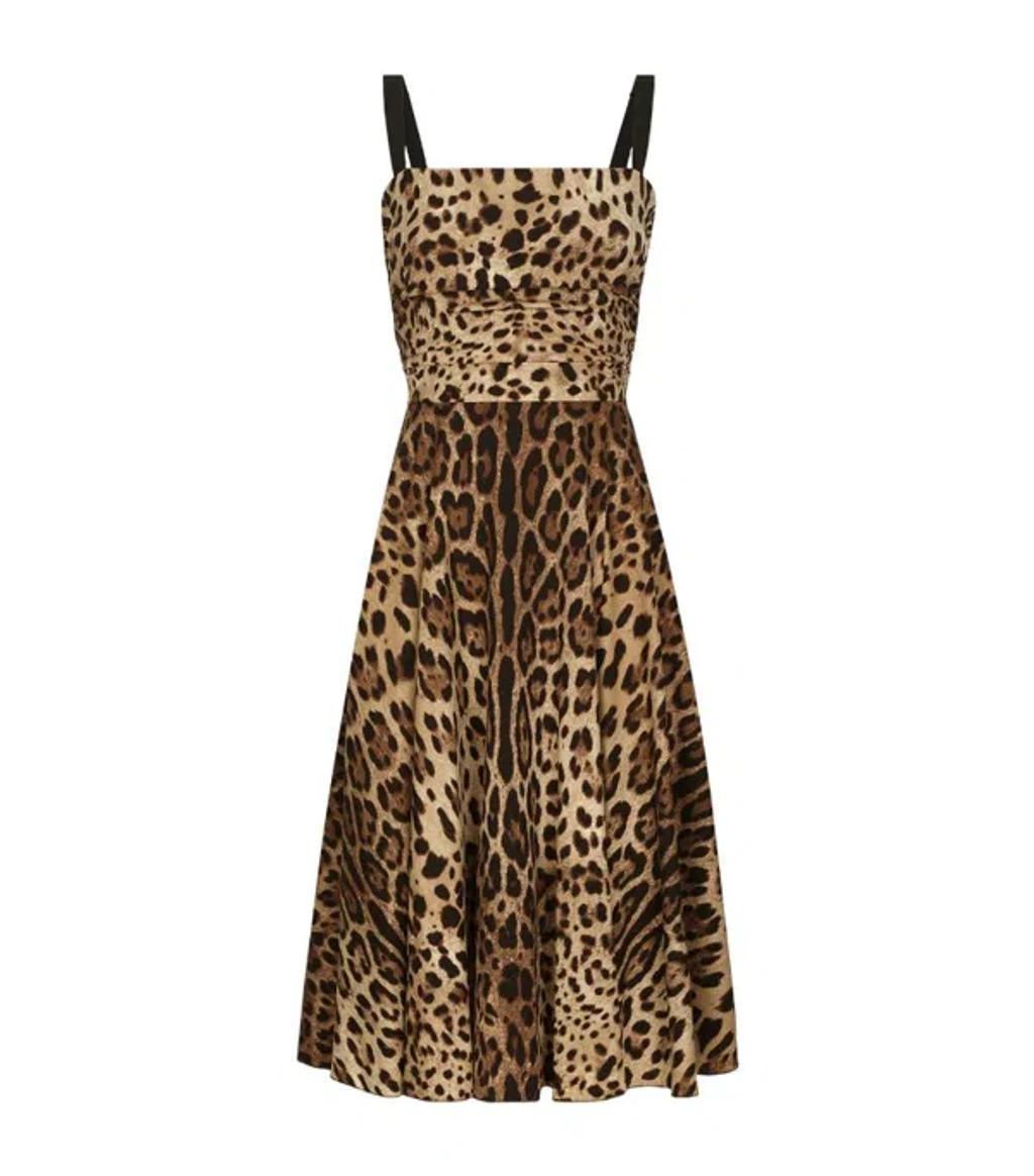 Silk Leopard-print Midi Dress In Multi Product Image