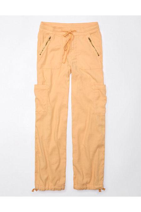 AE Dreamy Drape Linen-Blend Baggy Wide-Leg Cargo Pant Womens Product Image