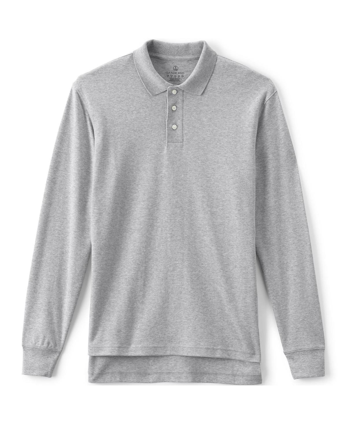 Lands End School Uniform Mens Long Sleeve Interlock Polo Shirt Product Image