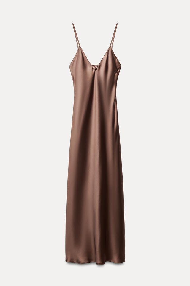 SATIN EFFECT MIDI SLIP DRESS Product Image