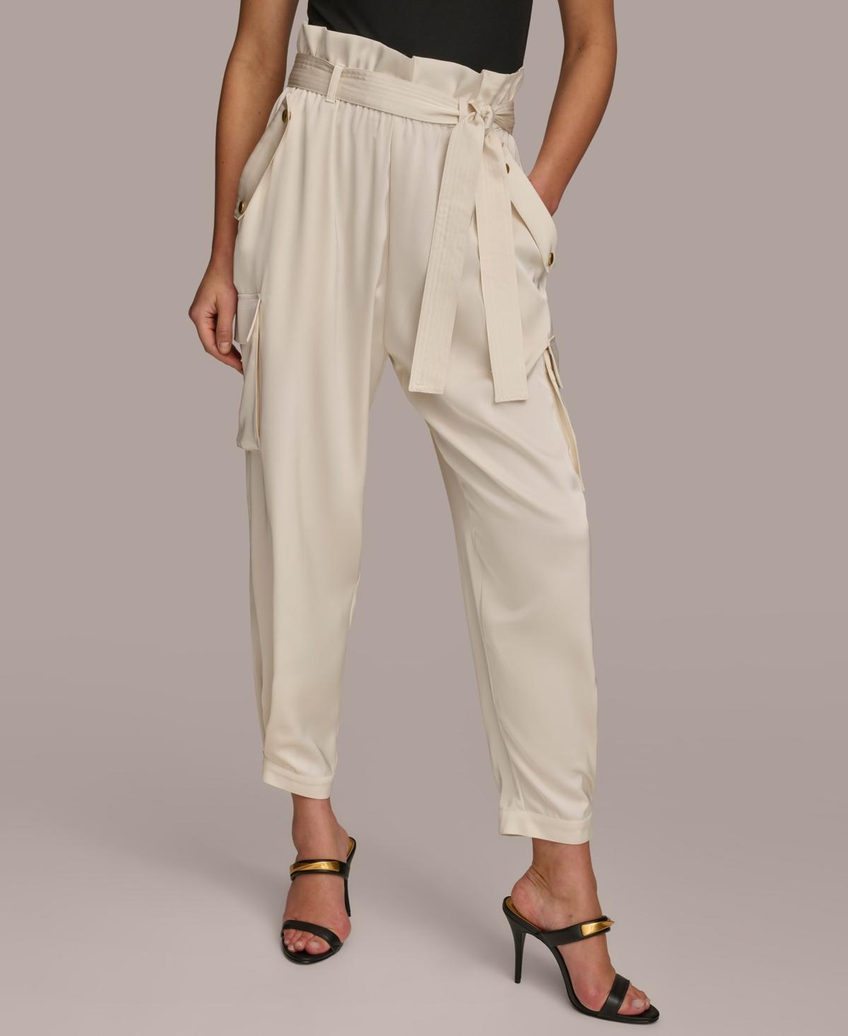 Donna Karan Womens Tie-Waist Cargo Pants Product Image