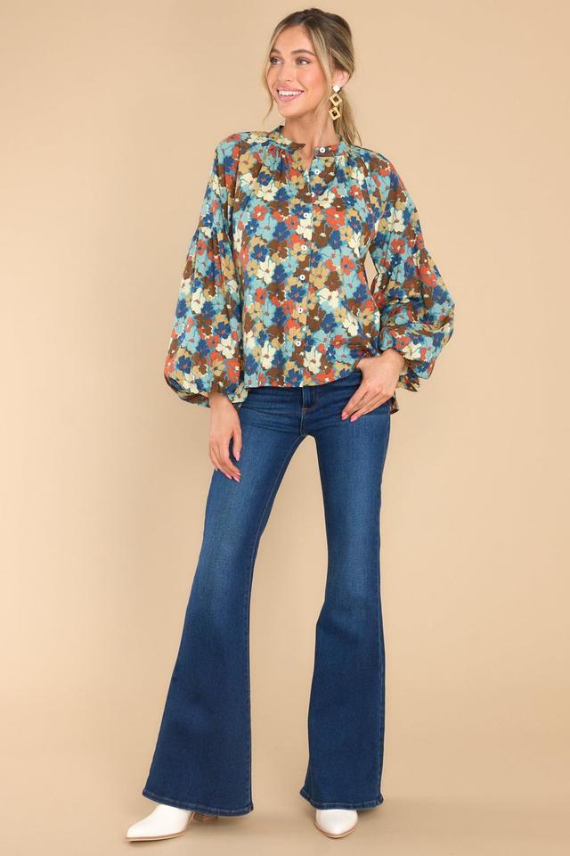 Emory Fleur Multi Cotton Button Front Top Blue Product Image