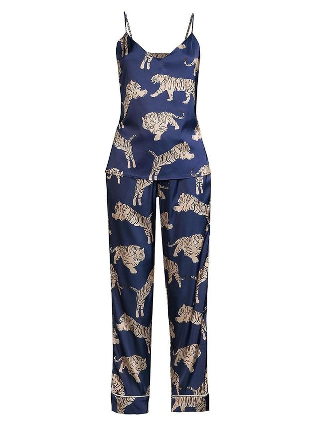 Womens Tiger-Print Long Camisole Pajama Set Product Image