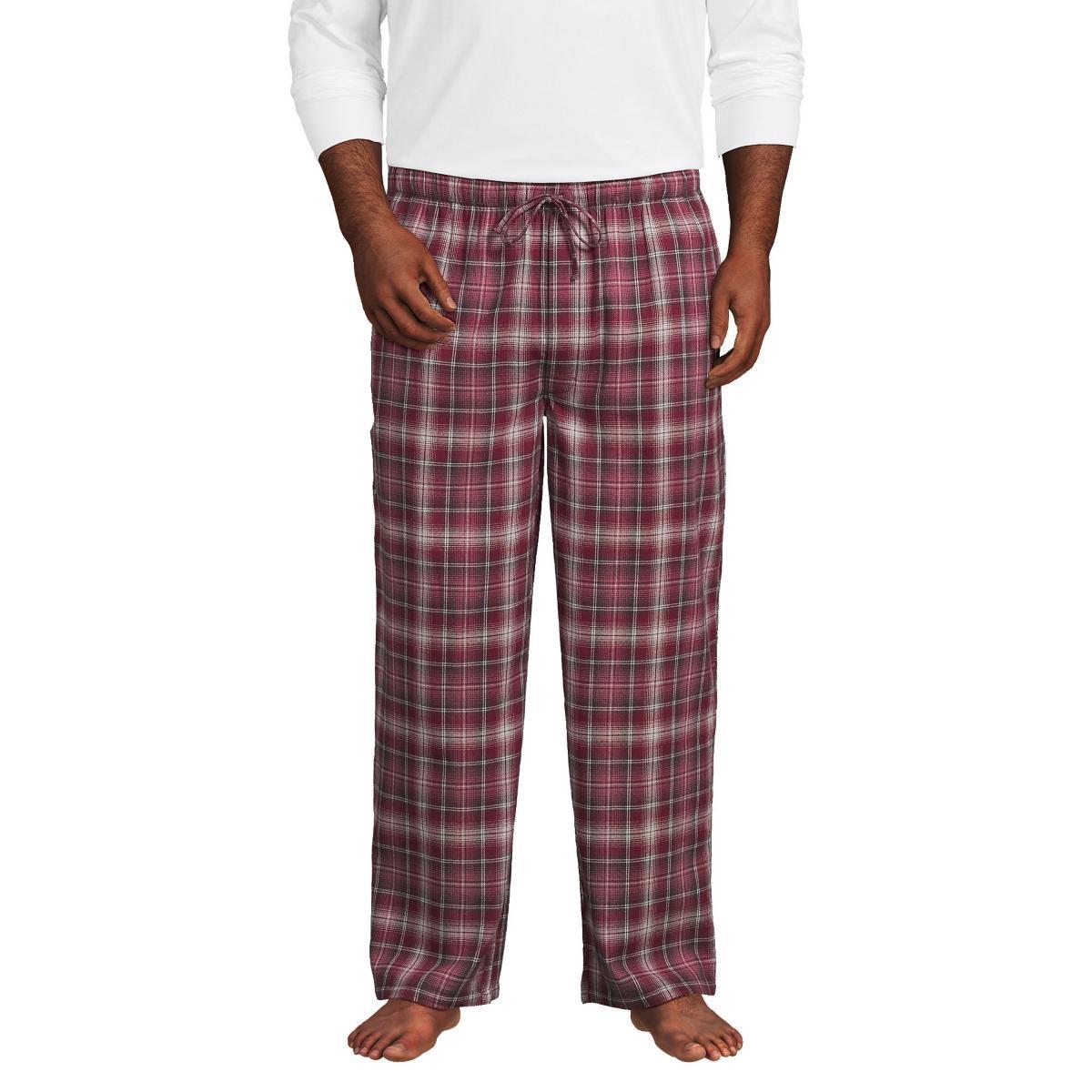 Big & Tall Lands End Flannel Top & Bottoms Pajama Set, Mens Red Shadow Product Image