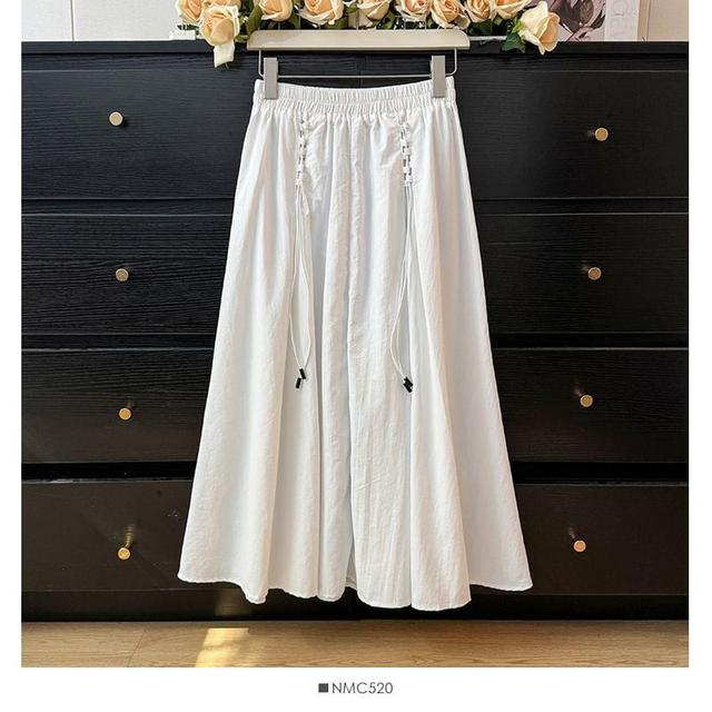 High-Waist A-Line Midi Skirt Product Image