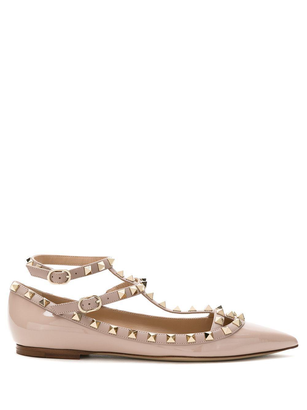 VALENTINO GARAVANI Rockstud Ballerina Shoes In Pink Product Image