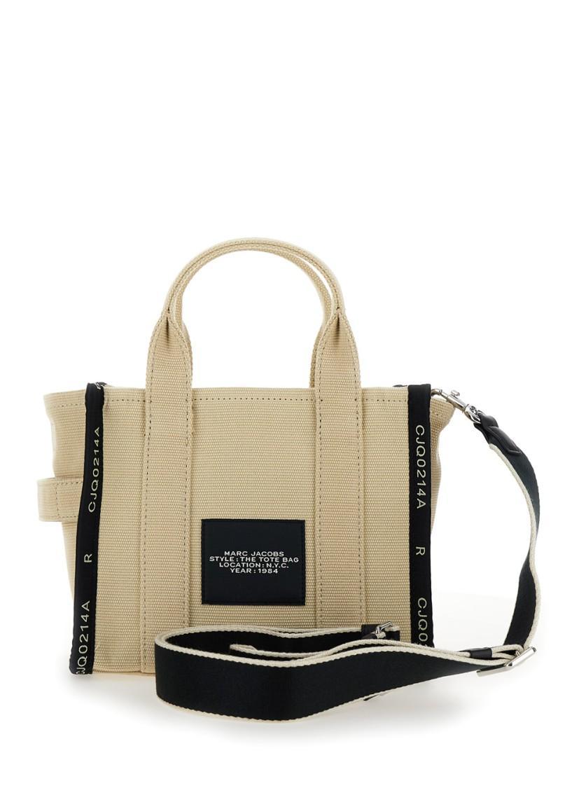 MARC JACOBS Beige Handbag With Jacquard Logo In Cotton Blend Canvas Woman In Neutrals Product Image