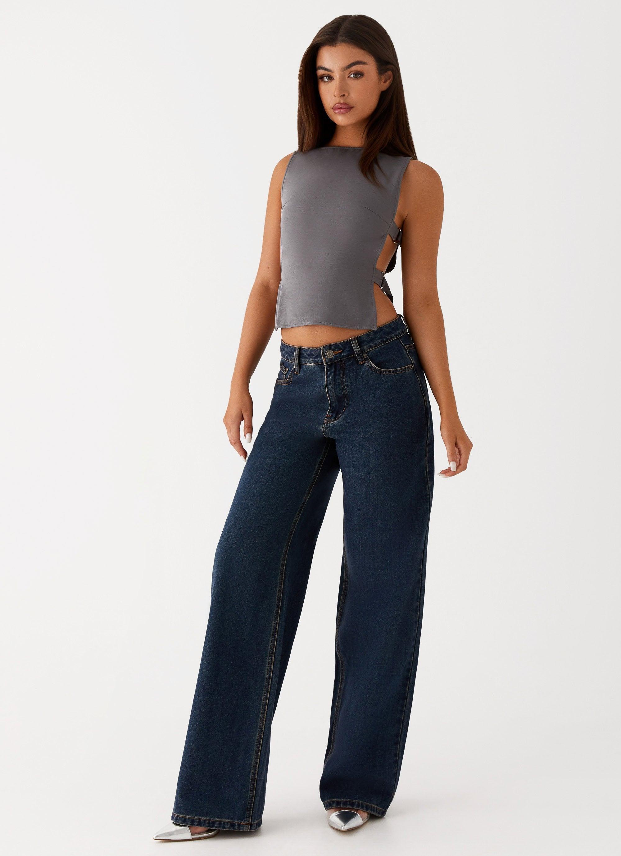 Keanna Low Rise Denim Jeans - Washed Denim Product Image