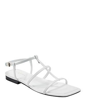 Leather T-Strap Flat Slingback Sandals Product Image