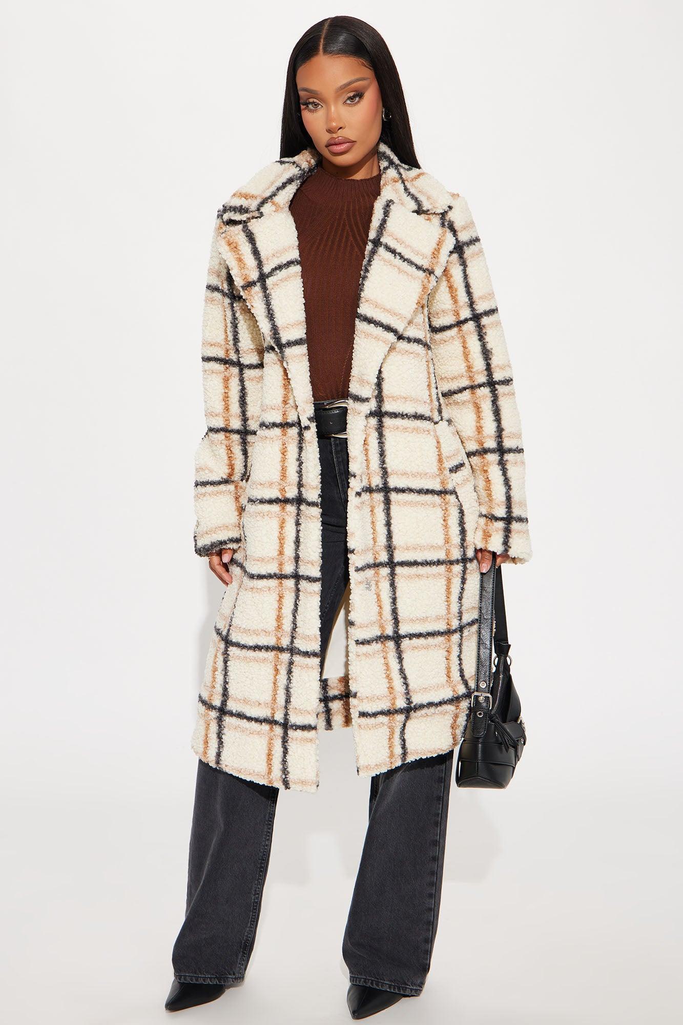 Cozy Up Plaid Sherpa Trench - Cream/combo Product Image