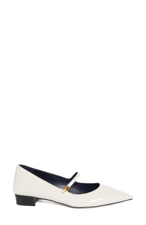 JIMMY CHOO Carolyn Leather Mary Jane Flats In White Product Image