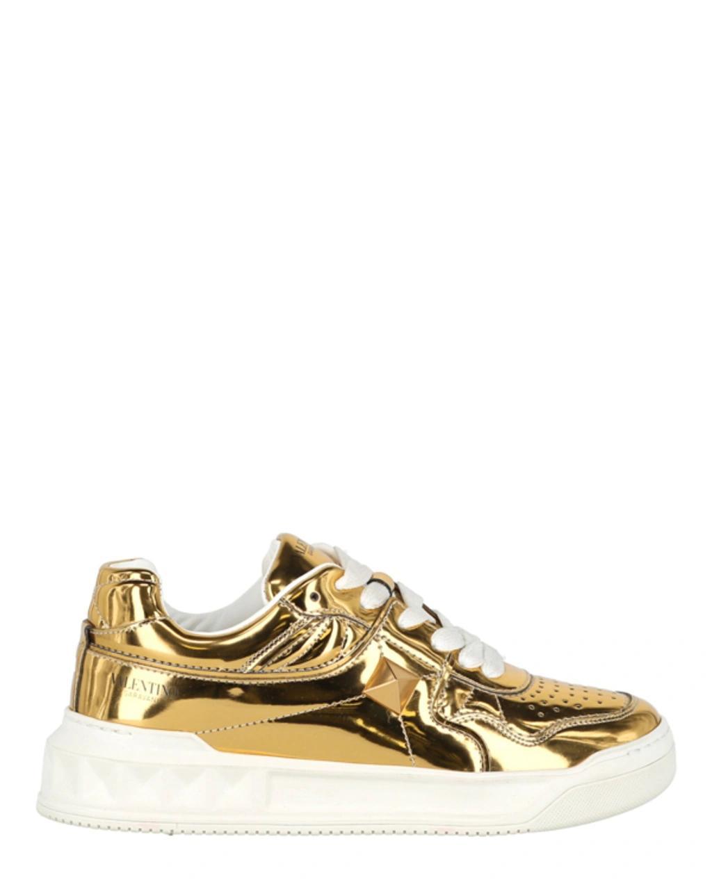 One Stud Low-top Sneakers In Gold Product Image