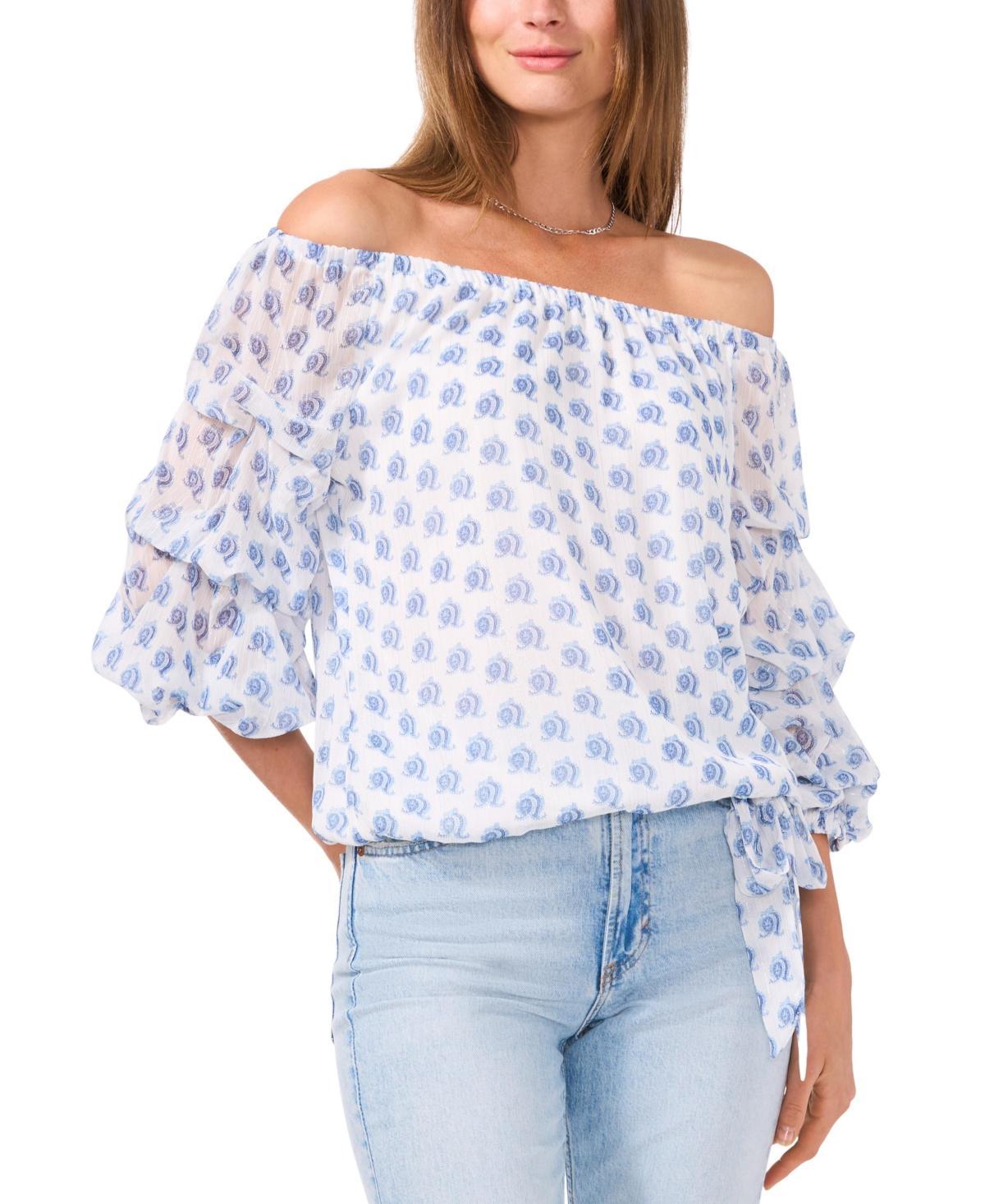 Vince Camuto Womens Printed Off-The-Shoulder Bubble-Sleeve Top Product Image