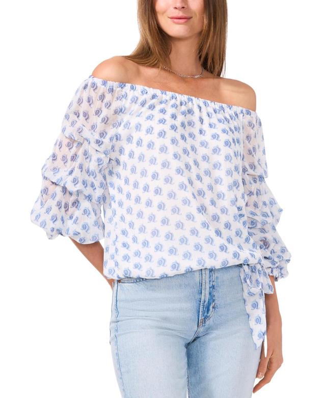 Vince Camuto Womens Printed Off-The-Shoulder Bubble-Sleeve Top Product Image