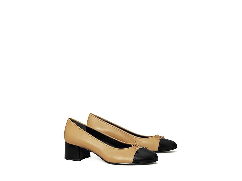 Tory Burch 45 mm Cap-Toe Pump (Ginger Shortbread/Perfect Black) Women's Shoes Product Image