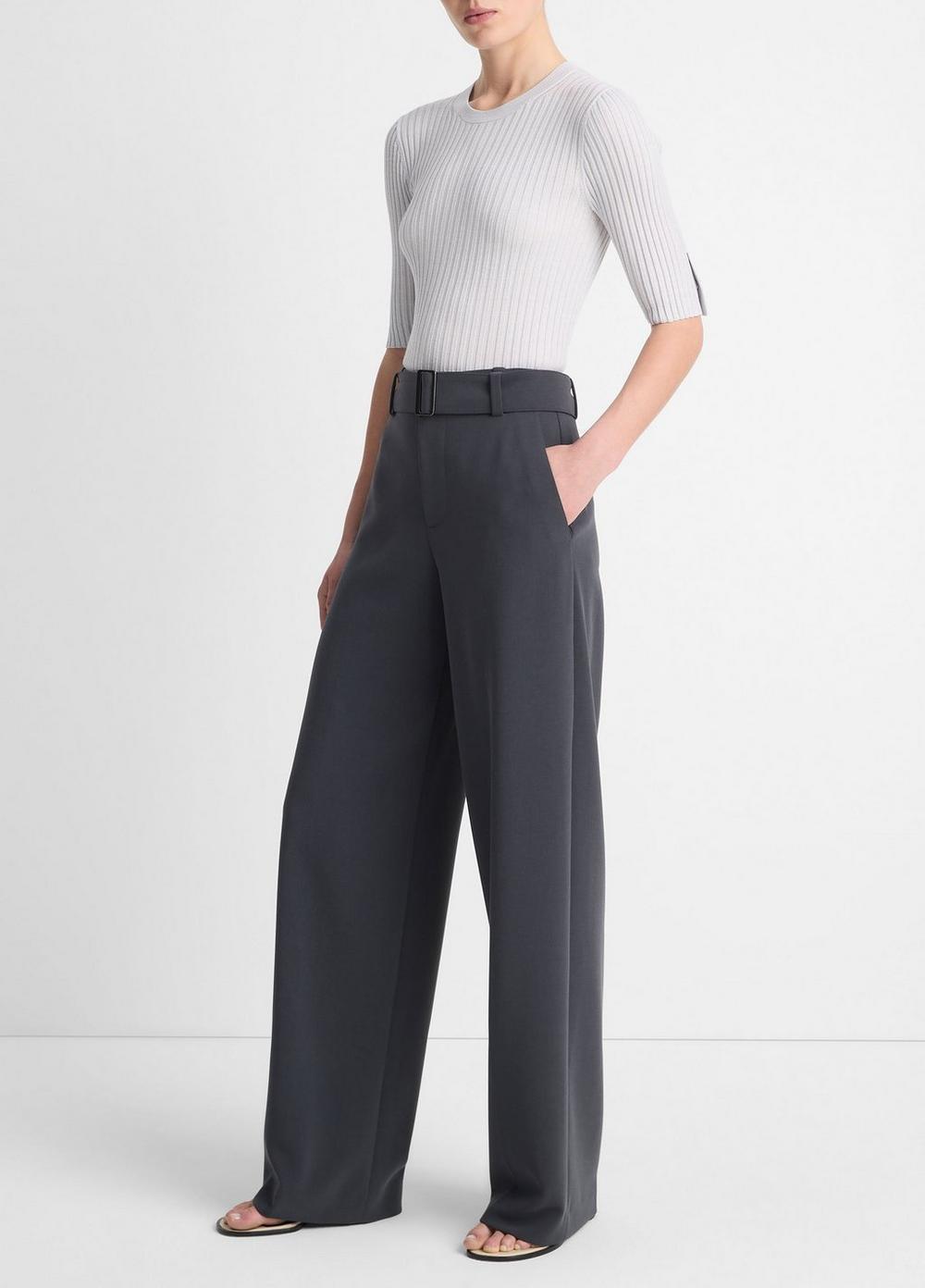 High-Waist Belted Wide-Leg Trouser Product Image