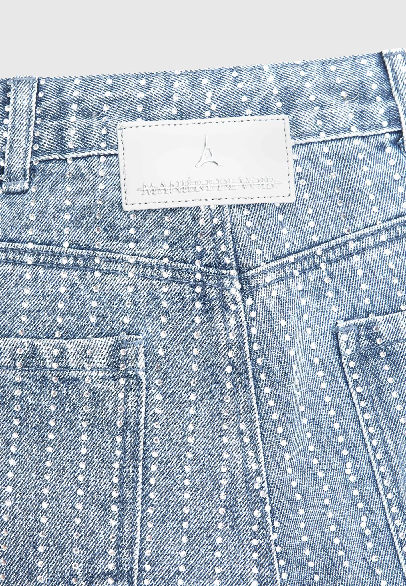 Rhinestone Mom Jeans - Mid Blue Female Product Image