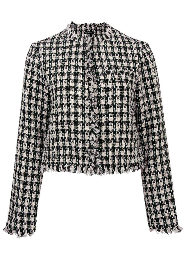 Collarless Tweed Jacket - Black Multi Product Image