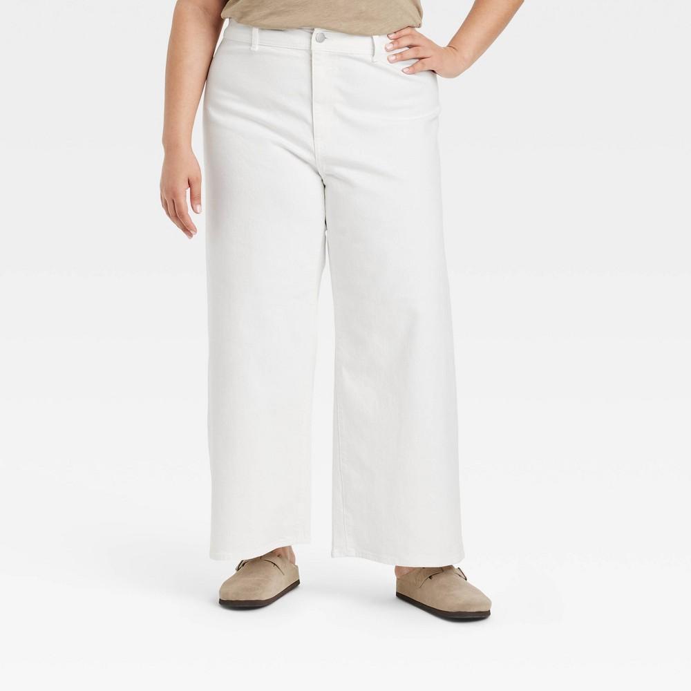 Womens High-Rise Sailor Wide Leg Ankle Jeans - Universal Thread White 22 Product Image