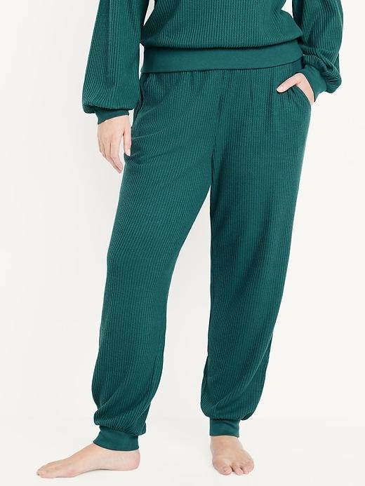 High-Waisted Waffle Lounge Joggers Product Image