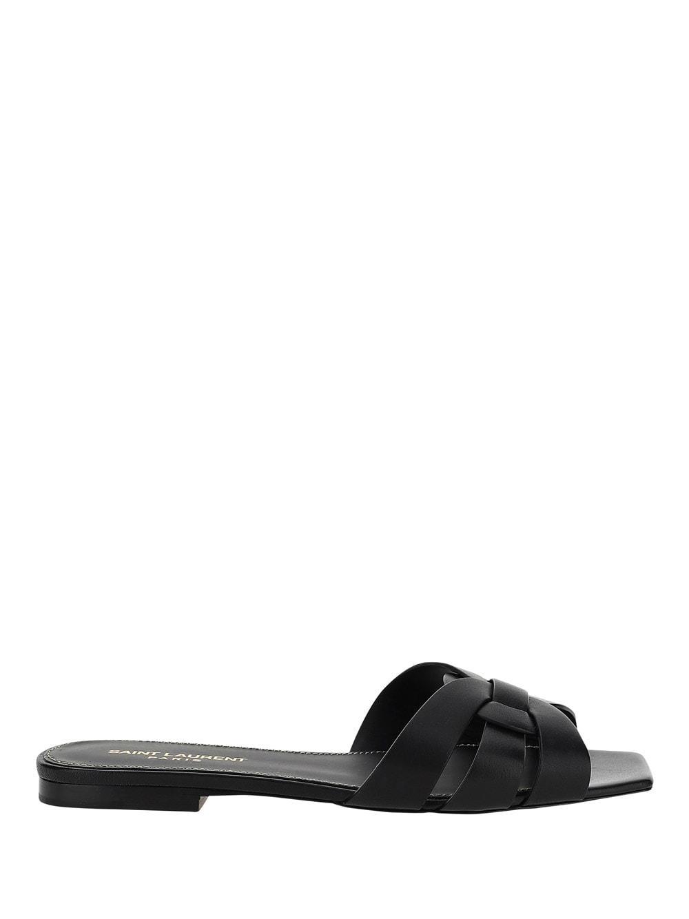 Tribute Woven Leather Slides In Nero Product Image