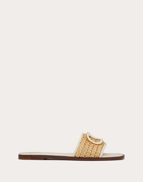 VLOGO SIGNATURE WOVEN RAFFIA SLIDE SANDAL 80MM Product Image