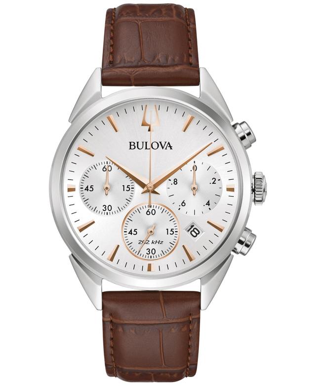 Bulova Mens Chronograph High Precision Brown Leather Strap Watch 42mm Product Image