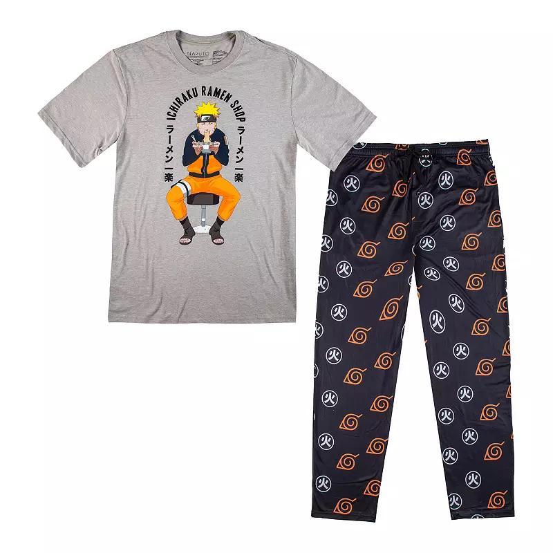 Mens Naruto Symbols Pajama Top & Pajama Bottom Set Product Image